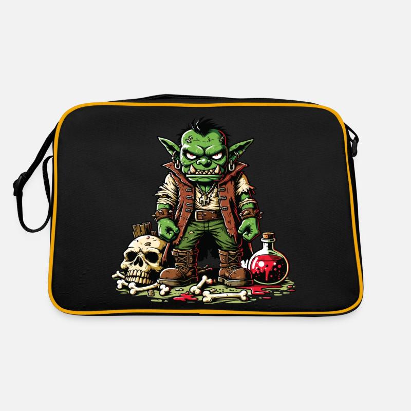 An aggressive cartoon-style goblin Retro Bag