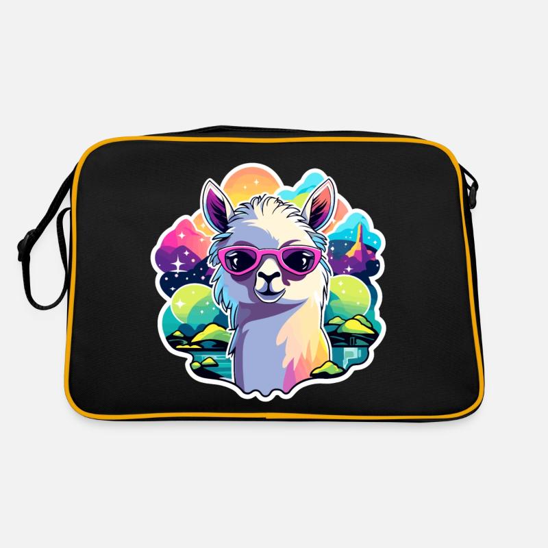Lama Alpaka Illustration Retro Tasche