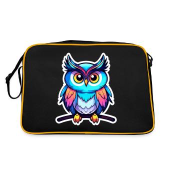 Eule Illustration - Retro Tasche - Schwarz/Gold - Hinten