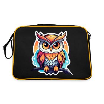 Eule Illustration - Retro Tasche - Schwarz/Gold - Hinten