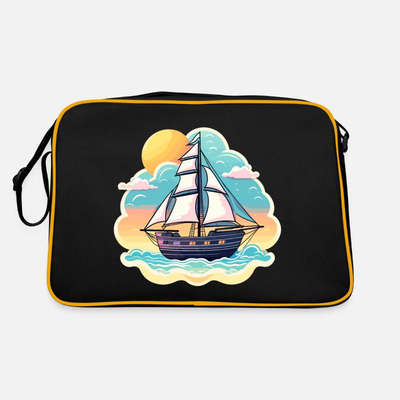 Sailboat Illustration Retro Bag