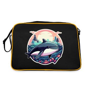 Wal Illustration - Retro Tasche - Schwarz/Gold - Hinten