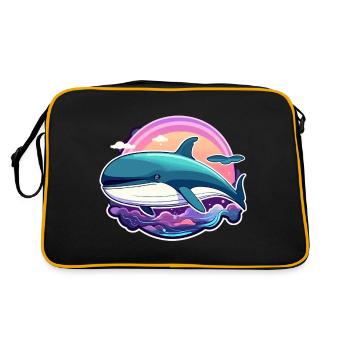 Whale Illustration - Retro Bag - black/gold - Back