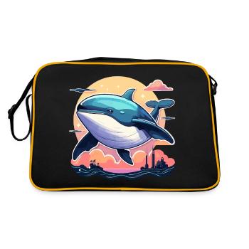 Wal Illustration - Retro Tasche - Schwarz/Gold - Hinten