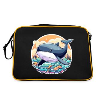 Wal Illustration - Retro Tasche - Schwarz/Gold - Hinten