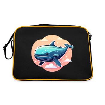 Whale Illustration - Retro Bag - black/gold - Back