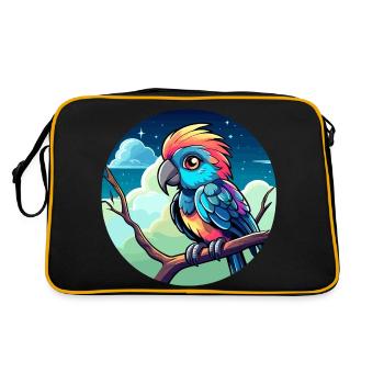 Illustration d’oiseau perroquet - Sac Retro - noir/or - Dos