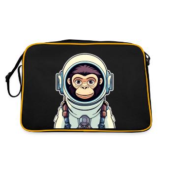 Affe Astronaut Illustration - Retro Tasche - Schwarz/Gold - Hinten
