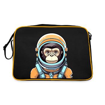 Affe Astronaut Illustration - Retro Tasche - Schwarz/Gold - Hinten