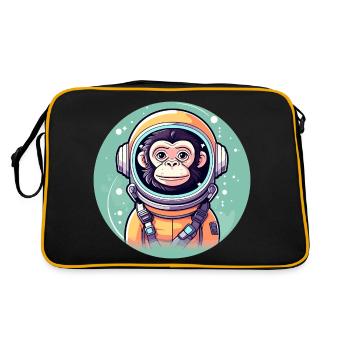Affe Astronaut Illustration - Retro Tasche - Schwarz/Gold - Hinten