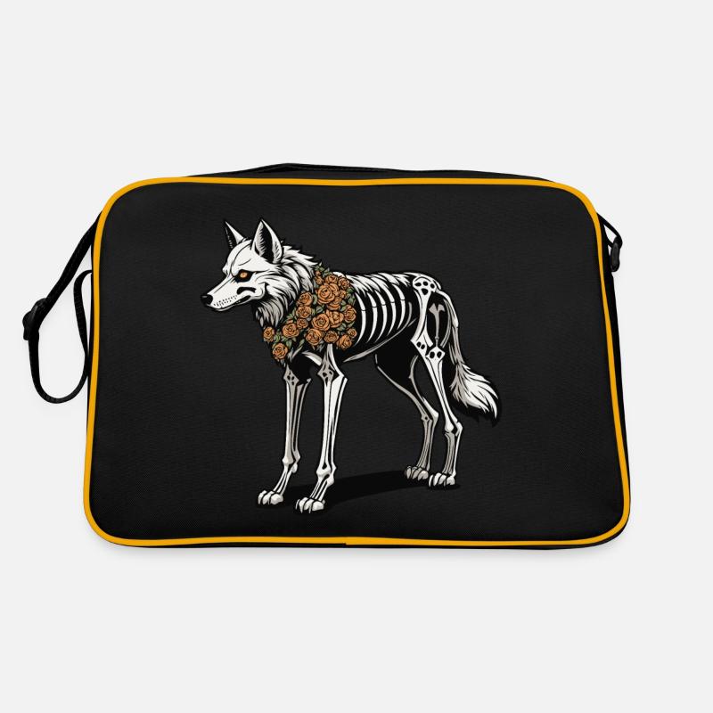 Wolf Skeleton Illustration Retro Bag