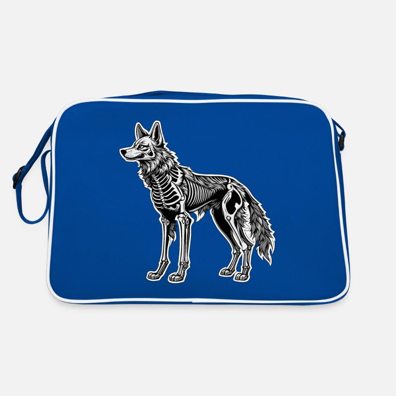Wolf Skeleton Illustration Retro Bag