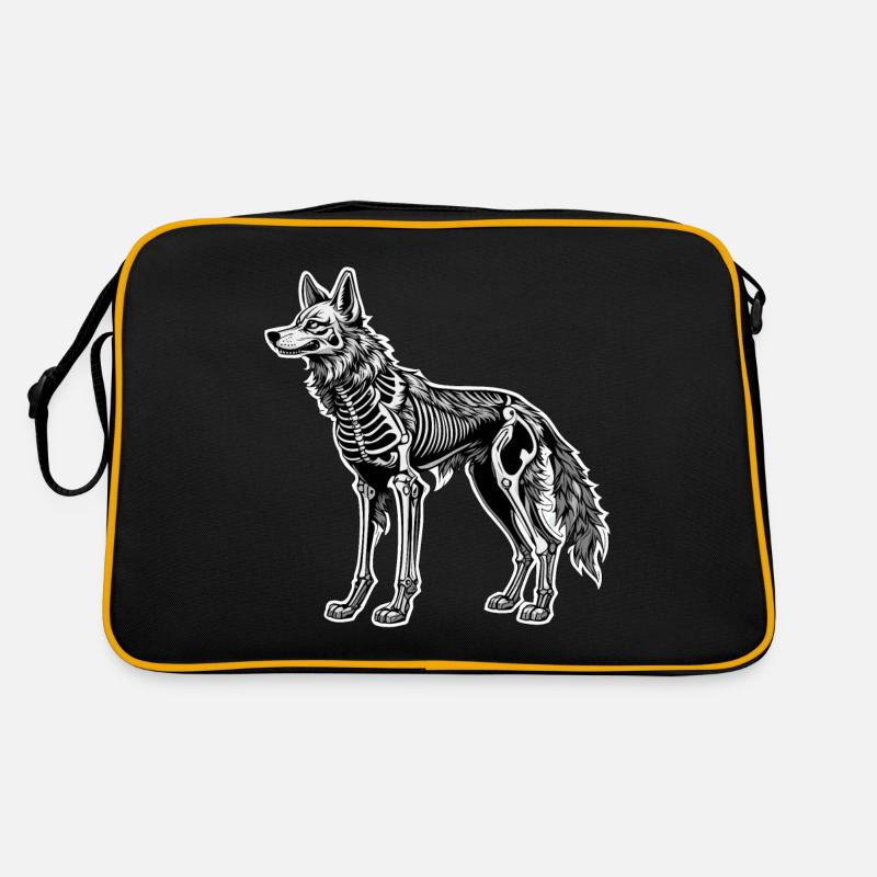 Illustration de squelette de loup - Sac Retro - noir/or