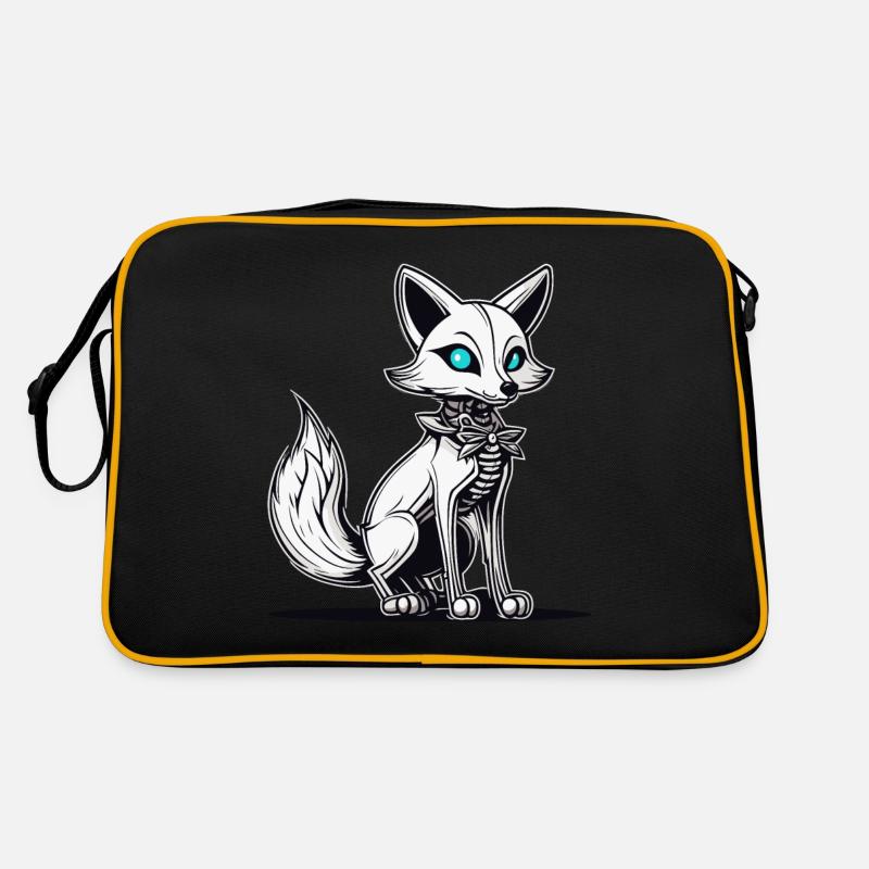 Fuchs Skelett Illustration Retro Tasche