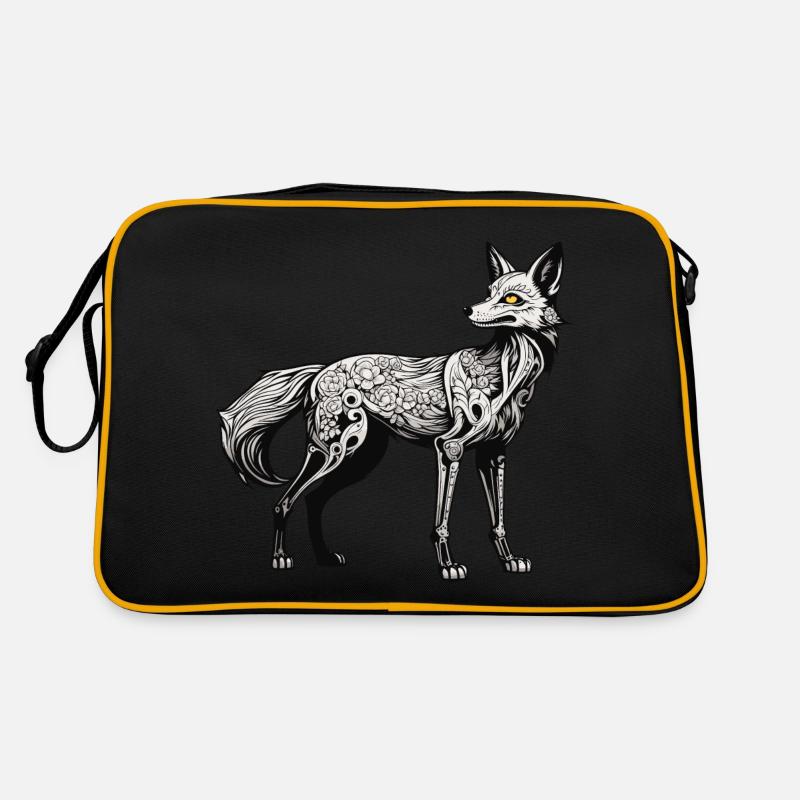 Fuchs Skelett Illustration Retro Tasche