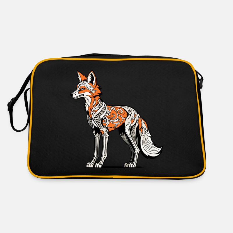 Fuchs Skelett Illustration Retro Tasche
