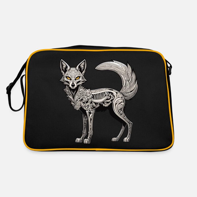 Fuchs Skelett Illustration Retro Tasche