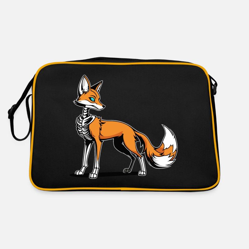 Fuchs Skelett Illustration Retro Tasche