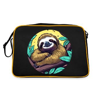 Sleeping Sloth Illustration - Retro Bag - black/gold - Back