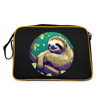 Sleeping Sloth Illustration - Retro Bag - black/gold - Back