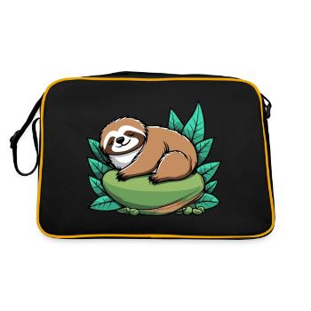 Sleeping Sloth Illustration - Retro Bag - black/gold - Back