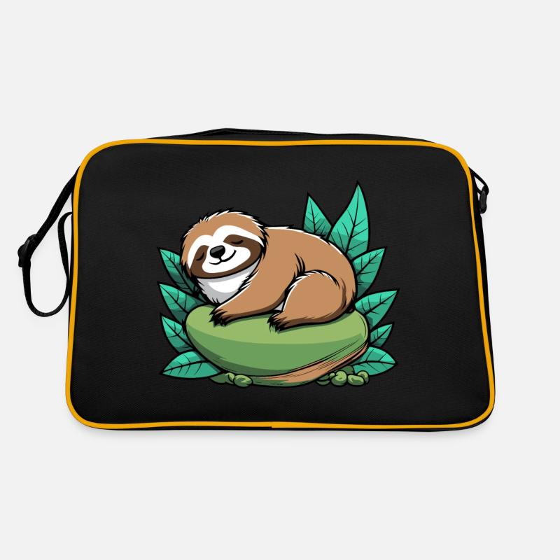 Sleeping Sloth Illustration Retro Bag