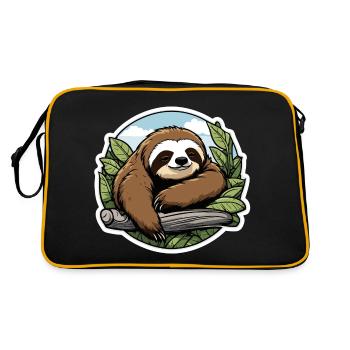 Sleeping Sloth Illustration - Retro Bag - black/gold - Back