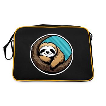 Sleeping Sloth Illustration - Retro Bag - black/gold - Back