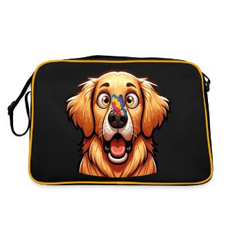 Un chien Labrador surpris par un papillon coloré - Sac Retro - noir/or - Dos