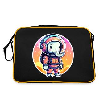 Elephant Astronaut Illustration - Retro Bag - black/gold - Back