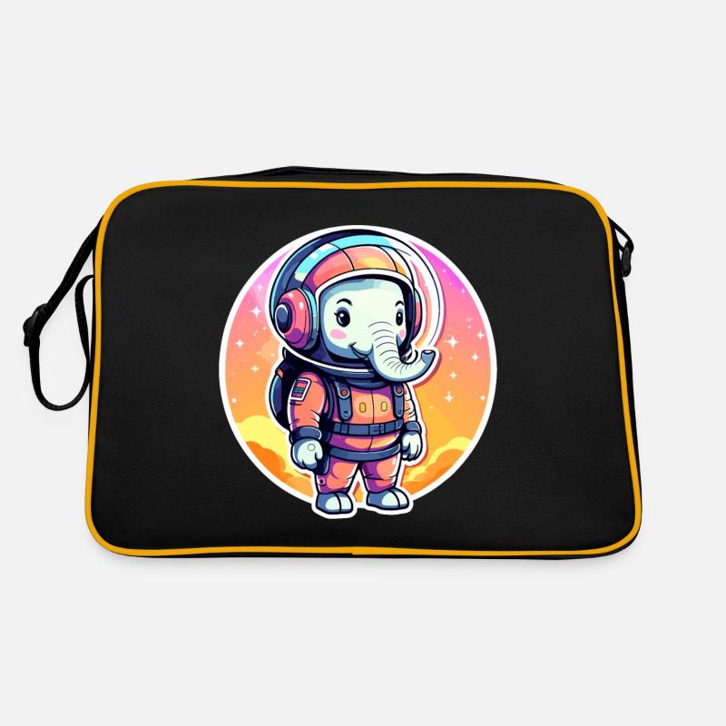 Elefant Astronaut Illustration Retro Tasche