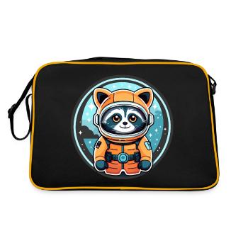 Raccoon Astronaut Illustration - Retro Bag - black/gold - Back