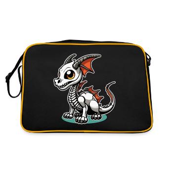 Illustration de squelette de dragon mignon - Sac Retro - noir/or - Dos