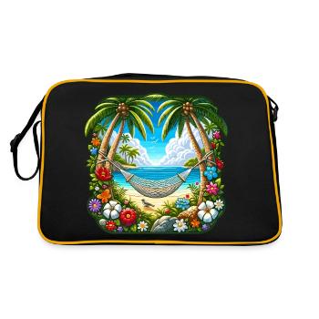 Ile tropicale avec palmiers et hamac - Sac Retro - noir/or - Dos