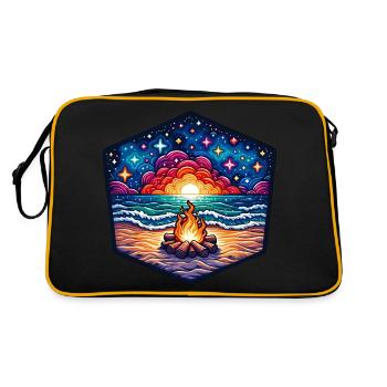 Vibrant campfire by the sea - Retro Bag - black/gold - Back