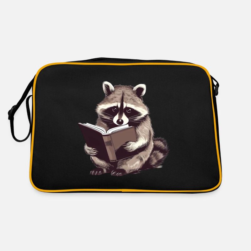 Lesender Waschbär mit Buch Retro Tasche