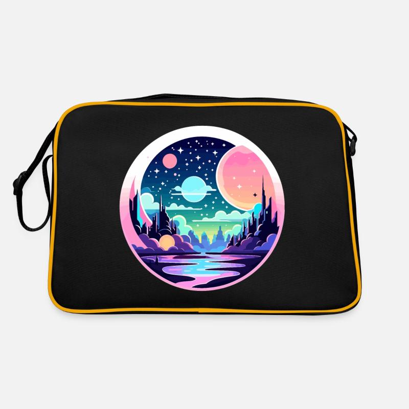 Illustration de paysage de lune - Sac Retro - noir/or