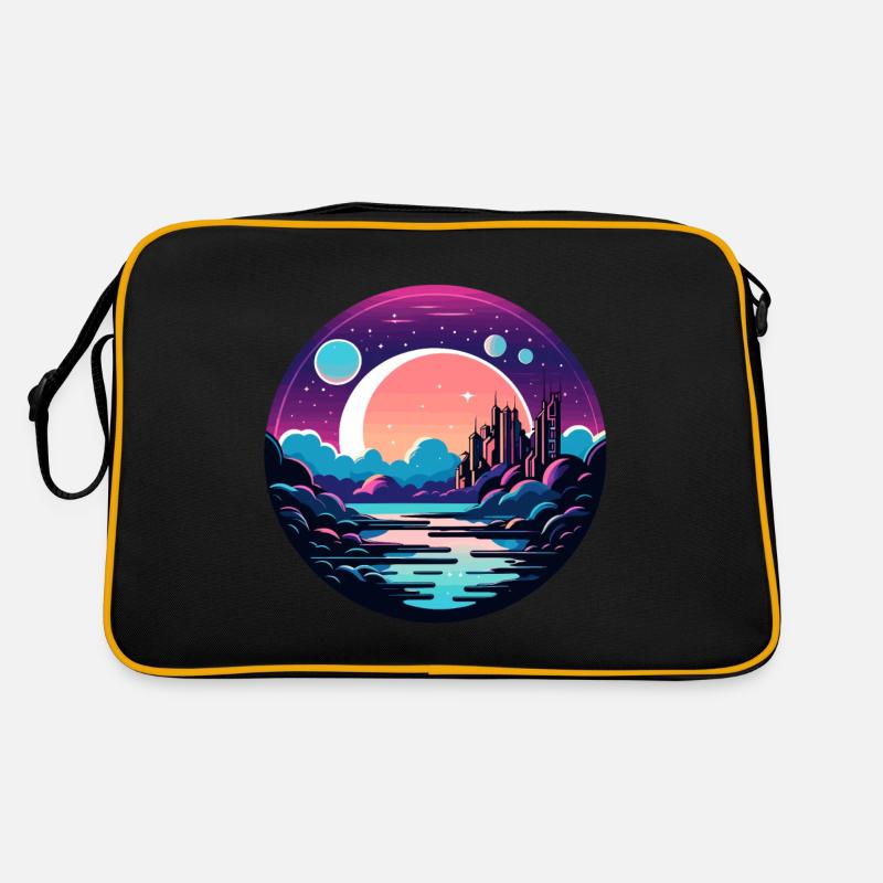 Moon Landscape Illustration Retro Bag