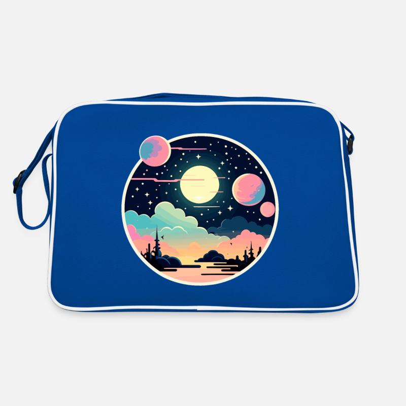Moon Landscape Illustration Retro Bag