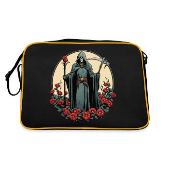 Illustration de fleurs de la Faucheuse - Sac Retro - noir/or - Dos