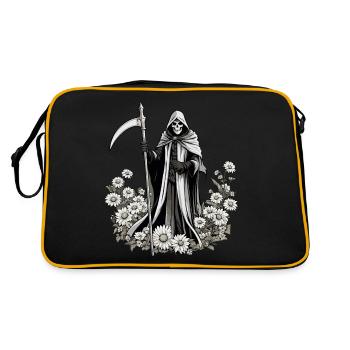 Illustration de fleurs de la Faucheuse - Sac Retro - noir/or - Dos