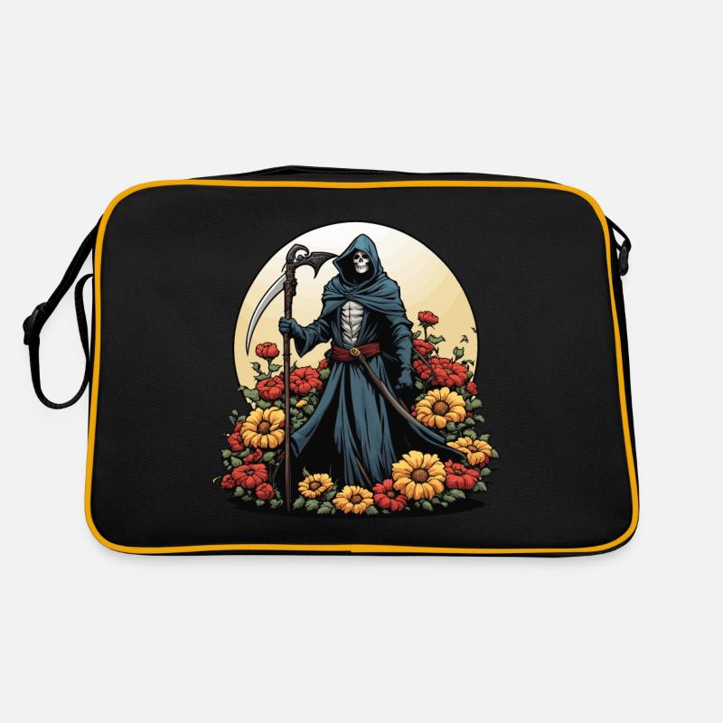 Sensenmann Blumen Illustration Retro Tasche