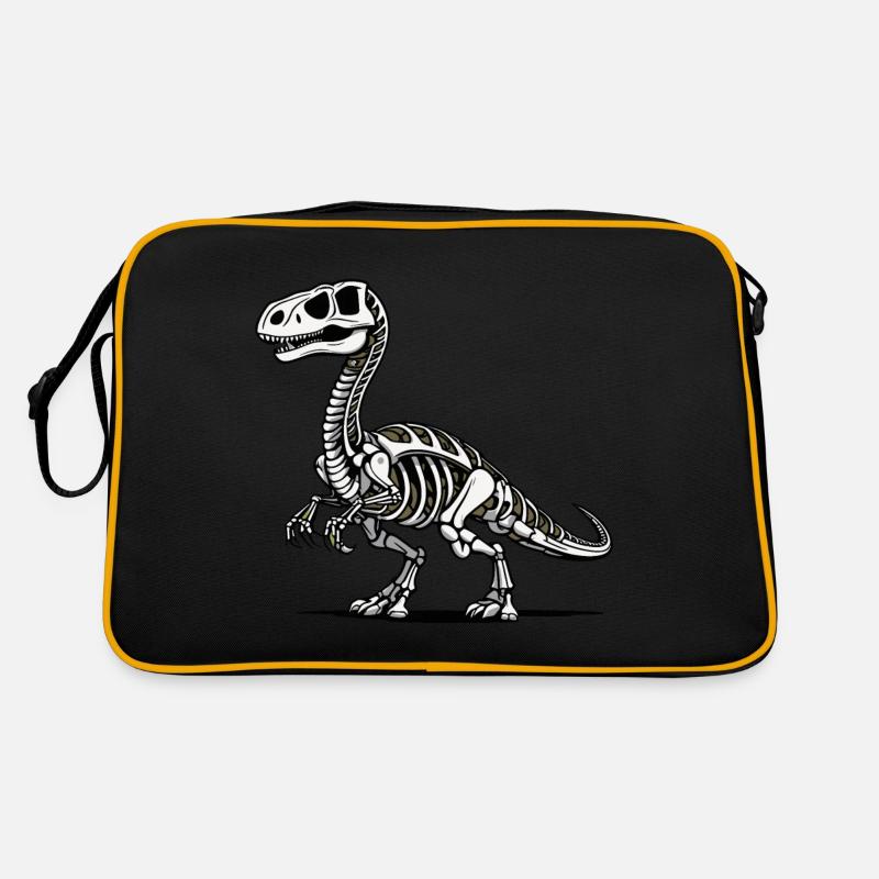 Dinosaur Skeleton Illustration Retro Bag