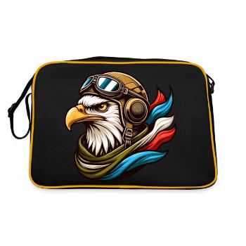 Portrait of an eagle in aviator attire - Retro Bag - black/gold - Back