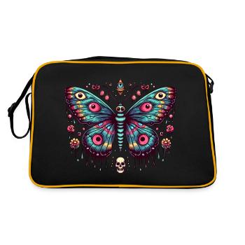 Schauriger Schmetterling mit Totenkopf - Retro Tasche - Schwarz/Gold - Hinten