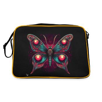 Schauriger Schmetterling mit Totenkopf - Retro Tasche - Schwarz/Gold - Hinten