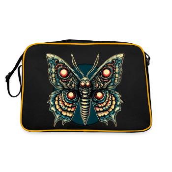 Schauriger Schmetterling mit Totenkopf - Retro Tasche - Schwarz/Gold - Hinten