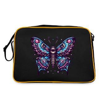 Schauriger Schmetterling mit Totenkopf - Retro Tasche - Schwarz/Gold - Hinten