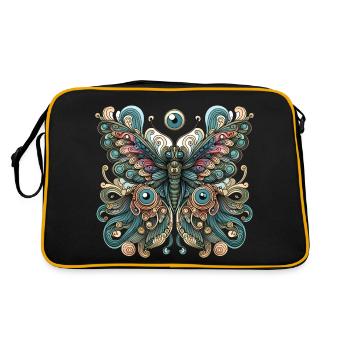 Schauriger Schmetterling mit Totenkopf - Retro Tasche - Schwarz/Gold - Hinten
