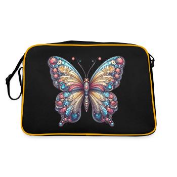 Schauriger Schmetterling mit Totenkopf - Retro Tasche - Schwarz/Gold - Hinten